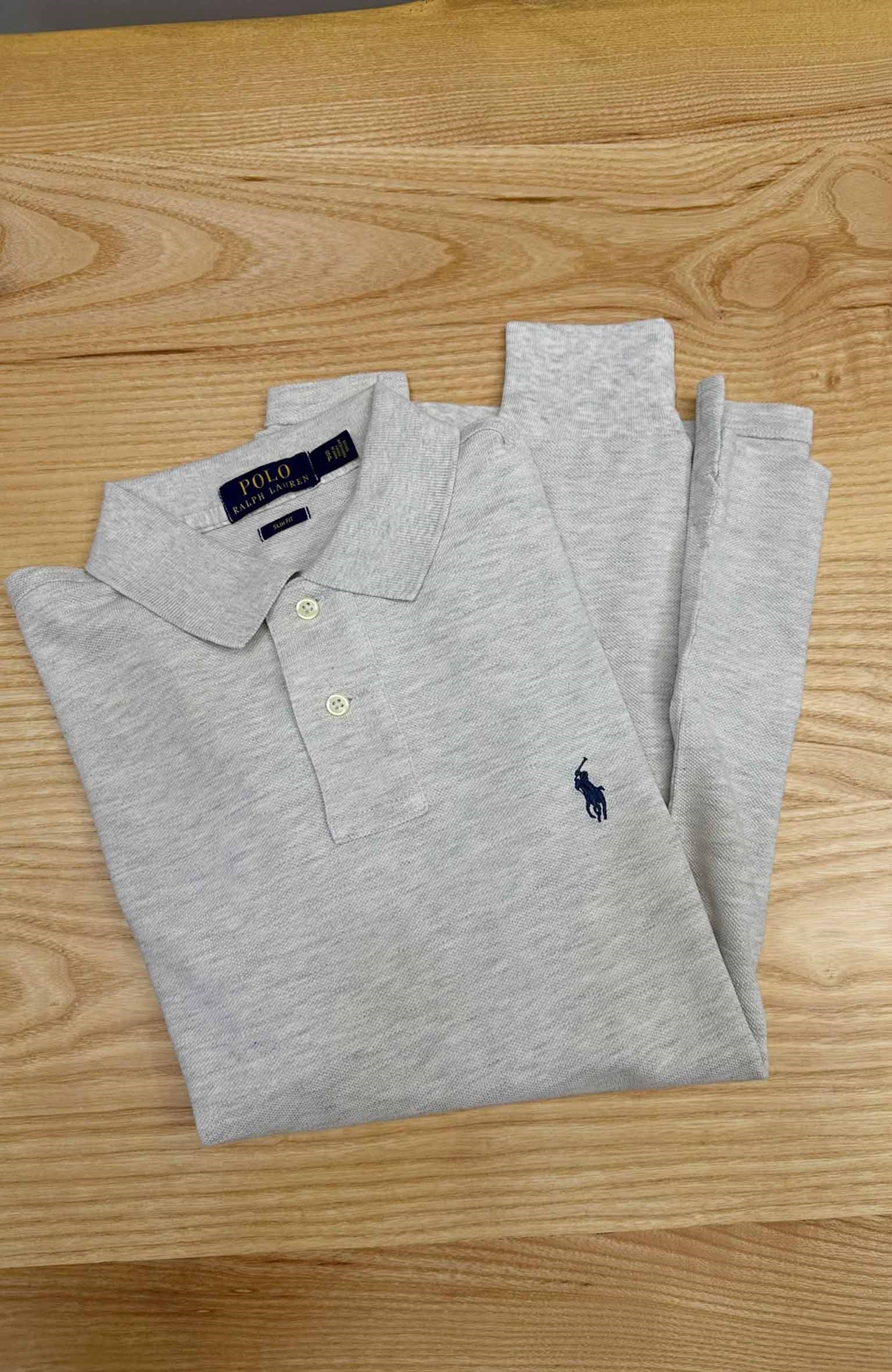 MEN2313 PRL UZUN KOL GRİ POLO T-SHIRT