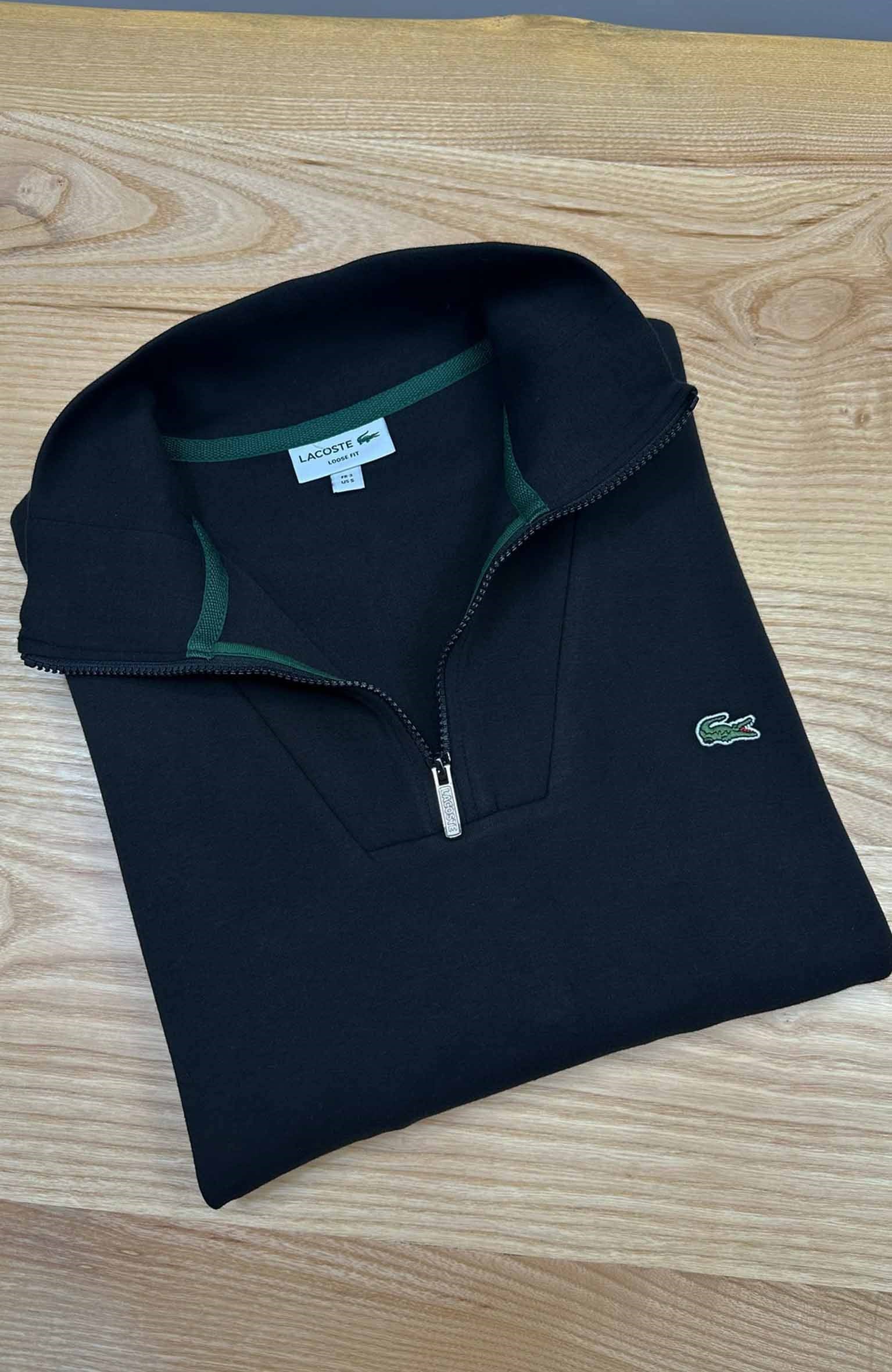 MEN2331 LCT YARIM FERMUARLI LOOSE FİT SİYAH SWEAT