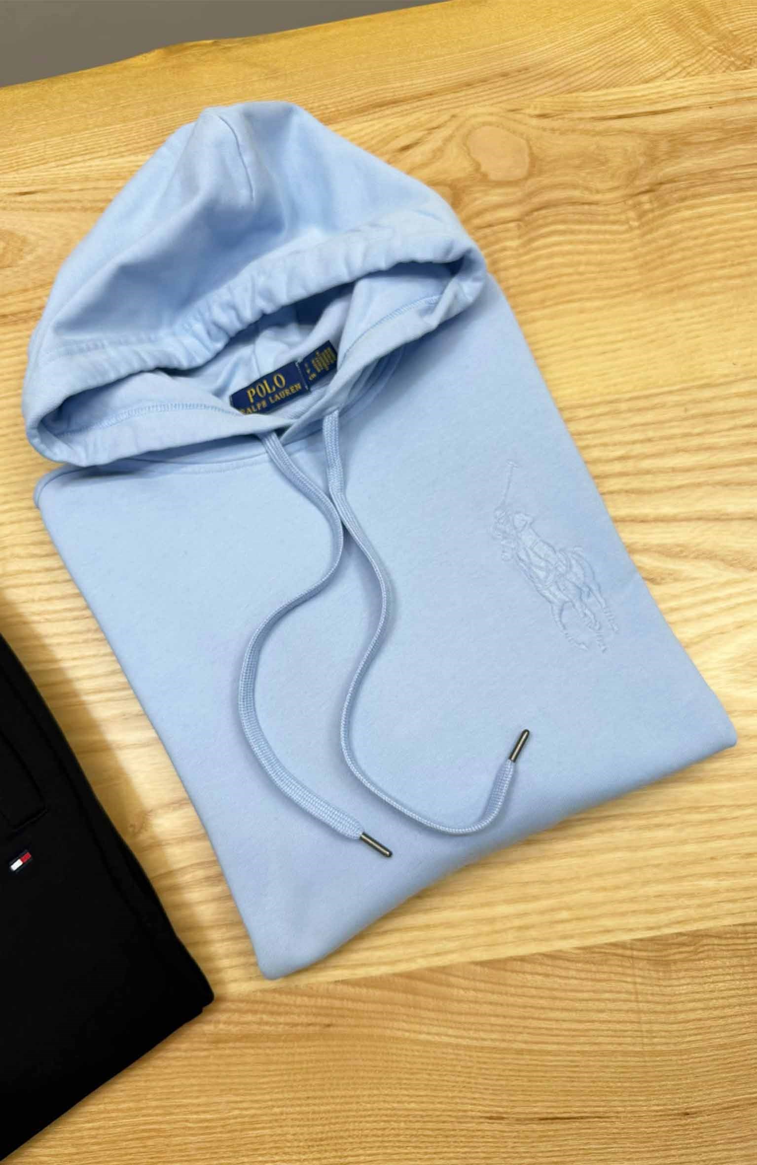 MEN2387 PRL BÜYÜK LOGOLU KAPÜŞONLU MAVİ SWEAT