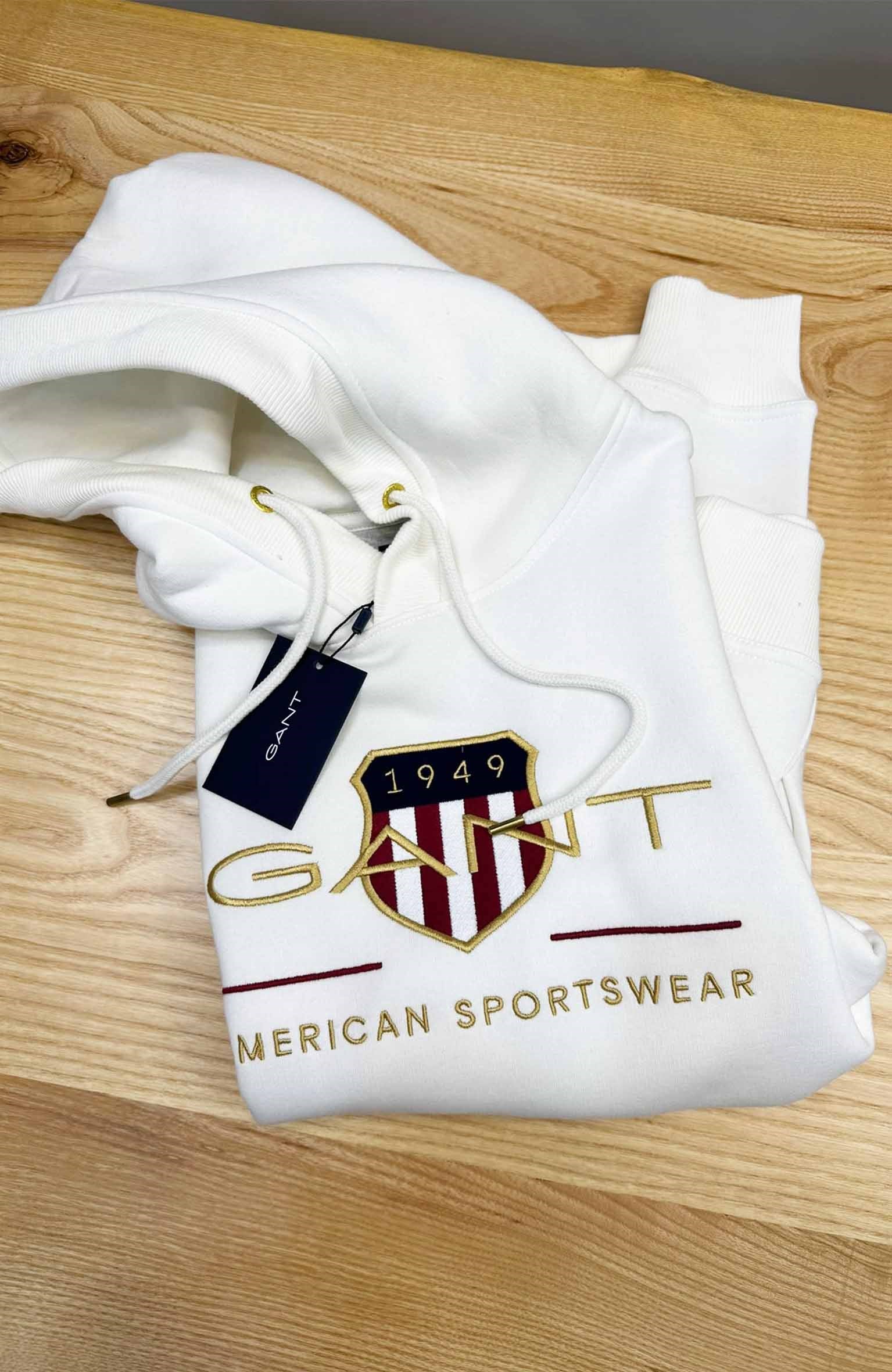 MEN2436 GNT NAKIŞLI KAPÜŞONLU BEYAZ SWEAT