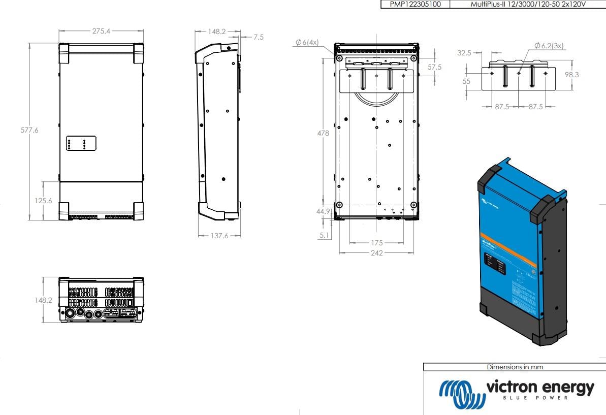 Multiplus-II Inverter/Charger 12/3000/120-50 (120V)