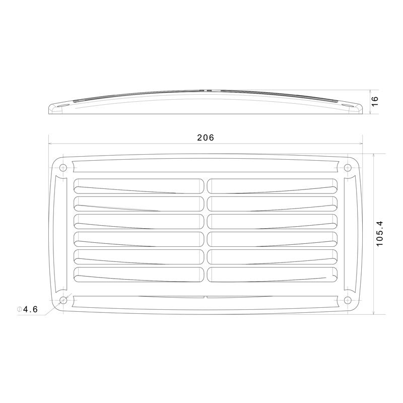 Plastik havalandırma beyaz plastik 206mmx106mm