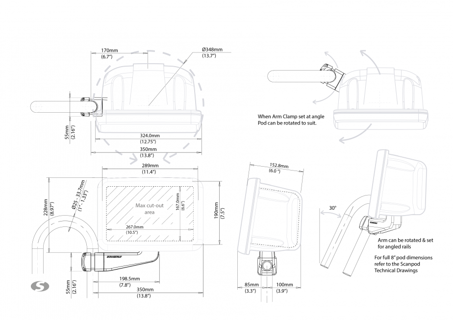 SPR-8-AM BEYAZ 8KOMPAKT POD, DİRSEKLİ RAYA MONTAJ
