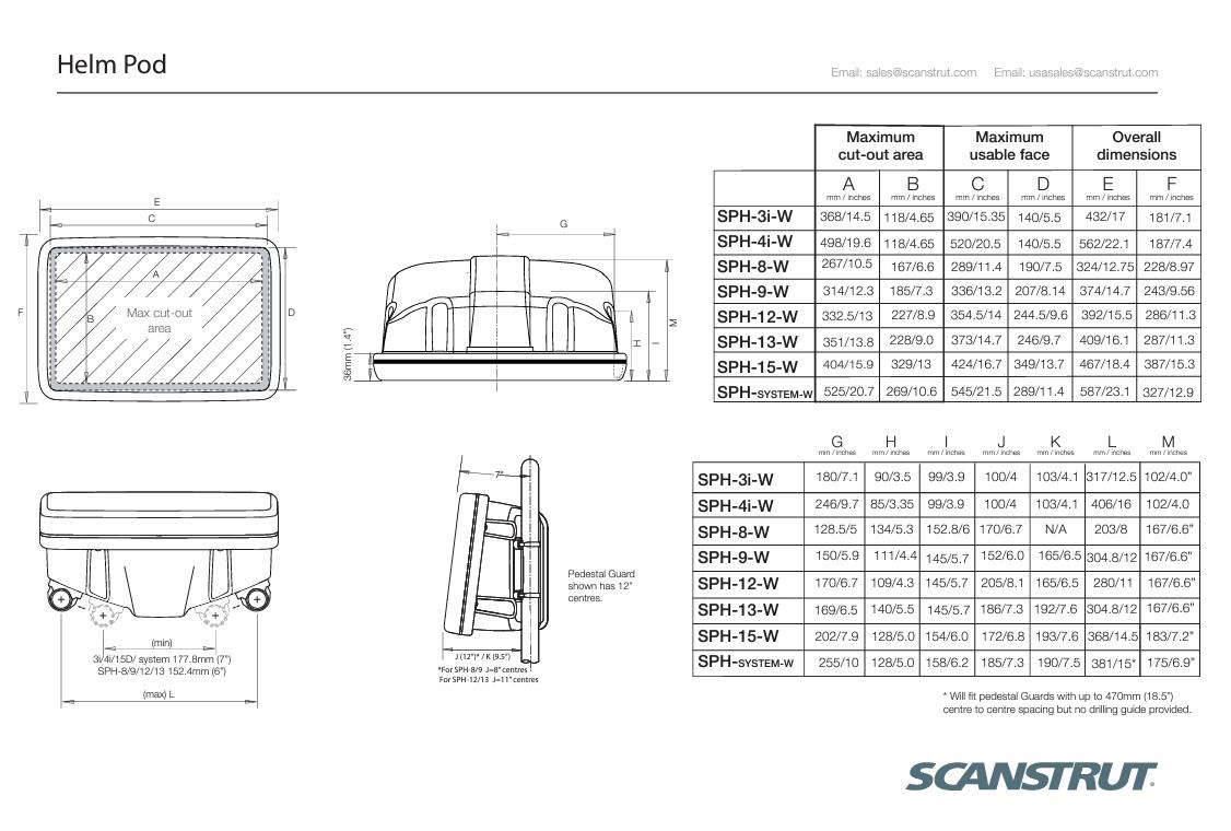 SPH-12-W Dümen üstü scanpod beyaz ekran 12 