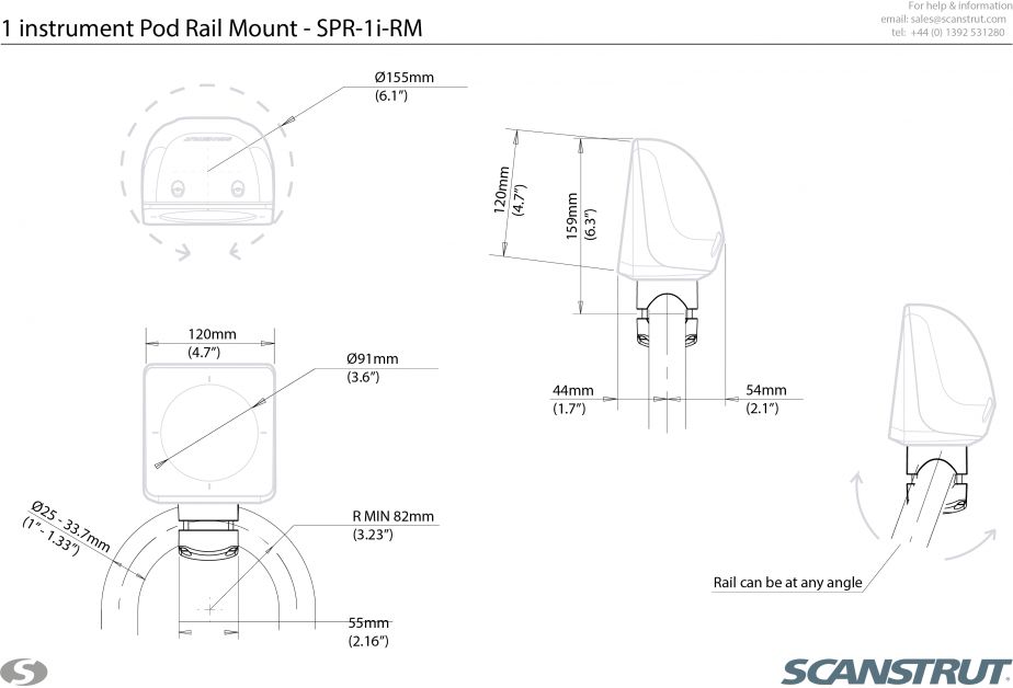 SPR-1I-RM BEYAZ POD. 1XSTD INST.İÇİN, RAYA MONTAJ