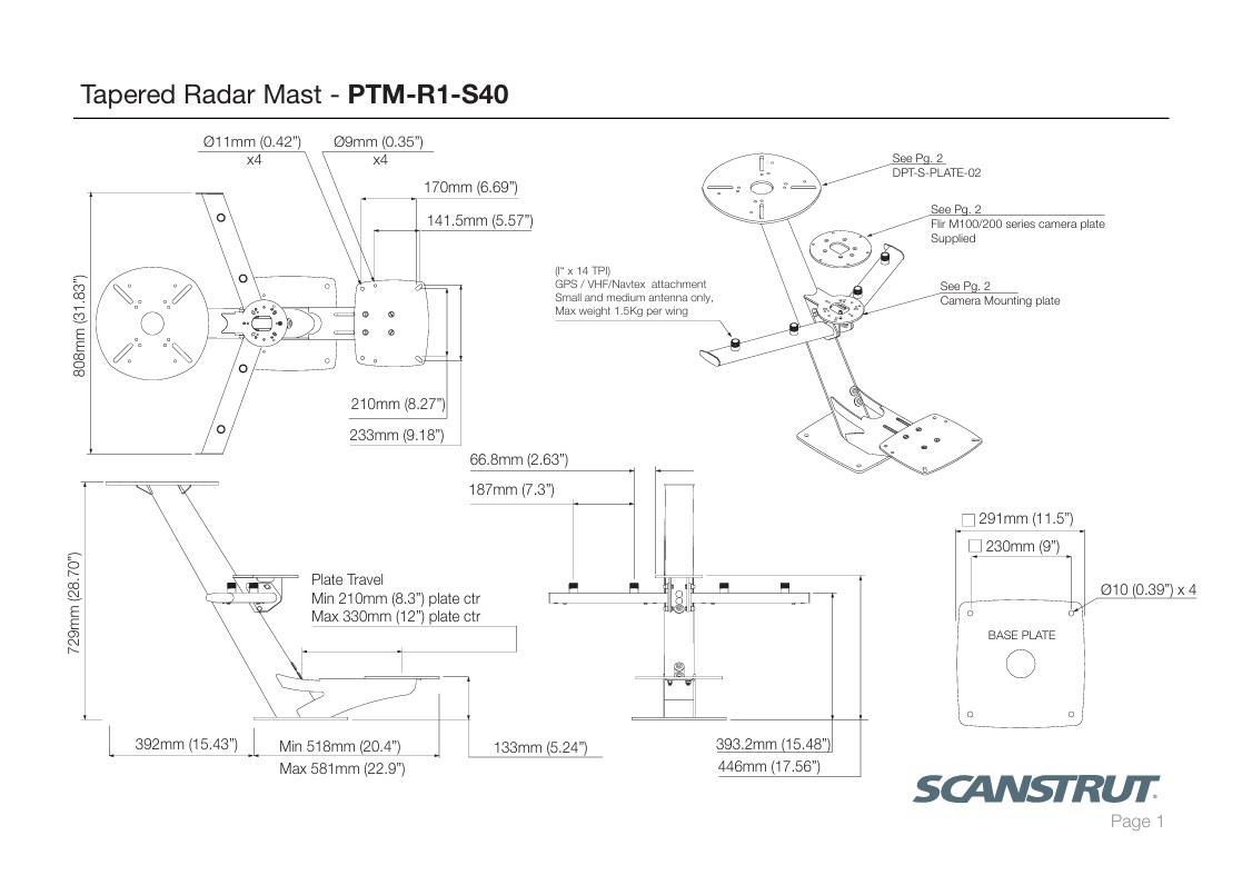 PTM-R1-S40 Montaj Ayağı. Uydu/Radar/Kamera