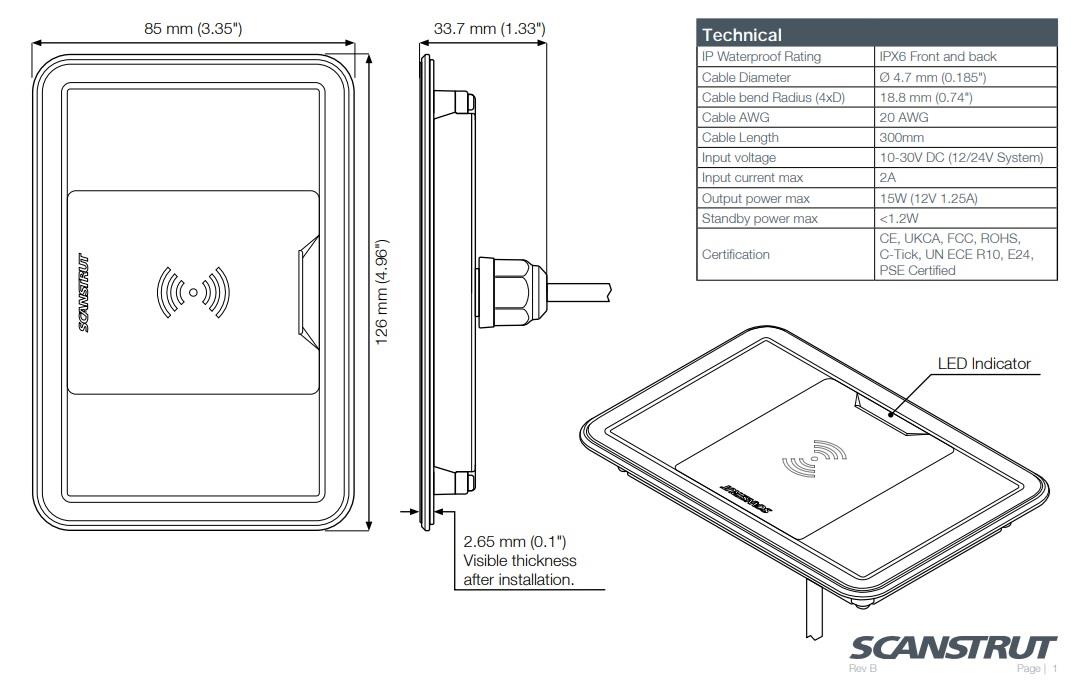 ROKK WIRELESS SURFACE 3 COIL 15W,12/24V KABL.ŞARJ