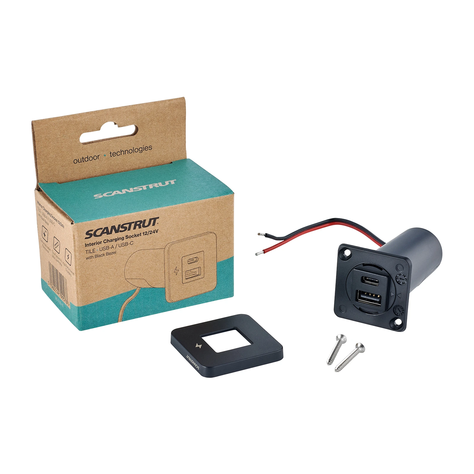 TILE-USB-A/USB-C ŞARJ SOKETİ, SİYAH ÇERÇEVE