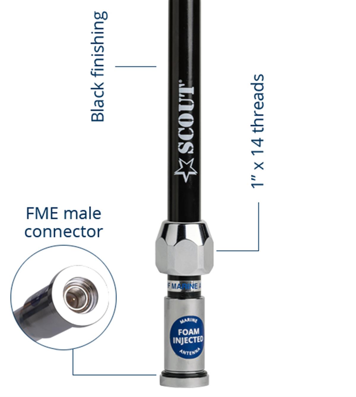 Scout Quick 2 Vhf Anteni Fiberglass 1.5 Metre Siyah