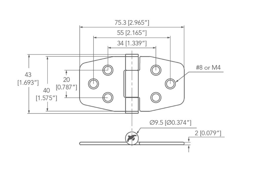 Menteşe Paslanmaz Çelik 76x40 mm
