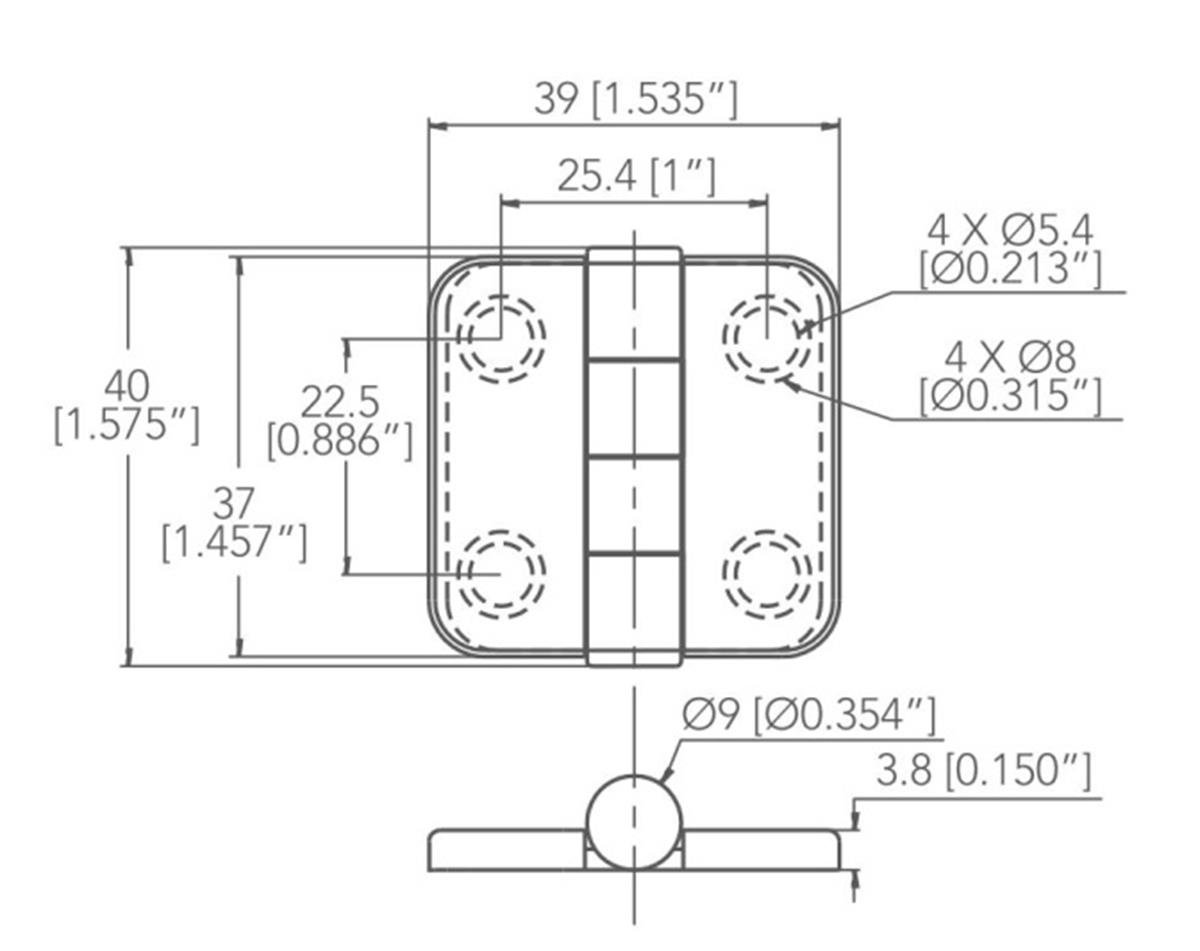 Menteşe Paslanmaz Çelik Ayarlı 36X37MM