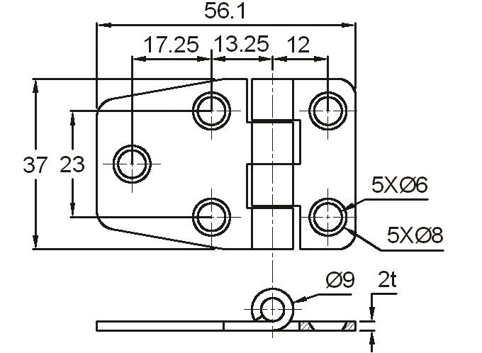 Menteşe Paslanmaz Çelik Kapaklı 37X56MM