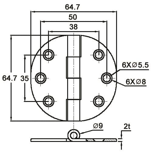 Kapaklı Menteşe 66.5*66.8mm