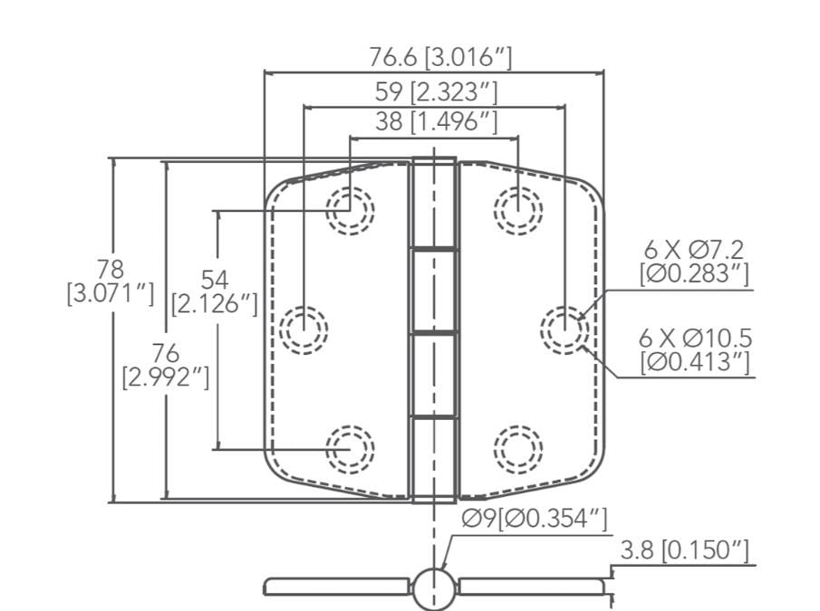 Kapaklı Menteşe 76X78mm