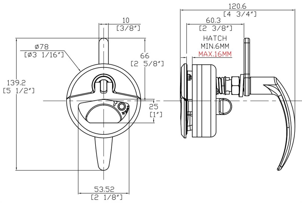Gömme Kulp + Kapı Mandalı Ø65mm