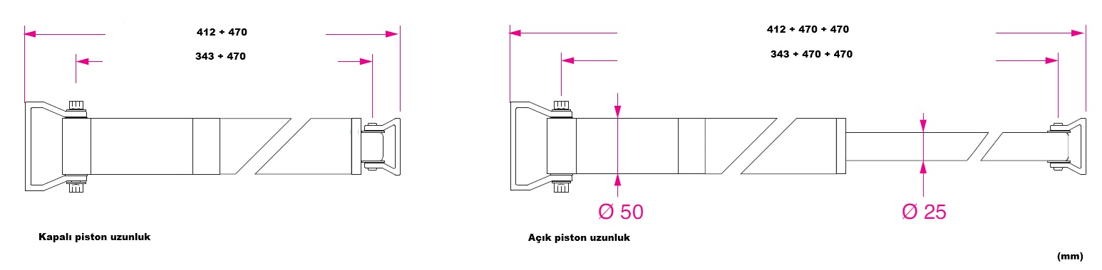 Barka Aktuatör, İtme/Çekme. 450 Kg. 12V - 470mm