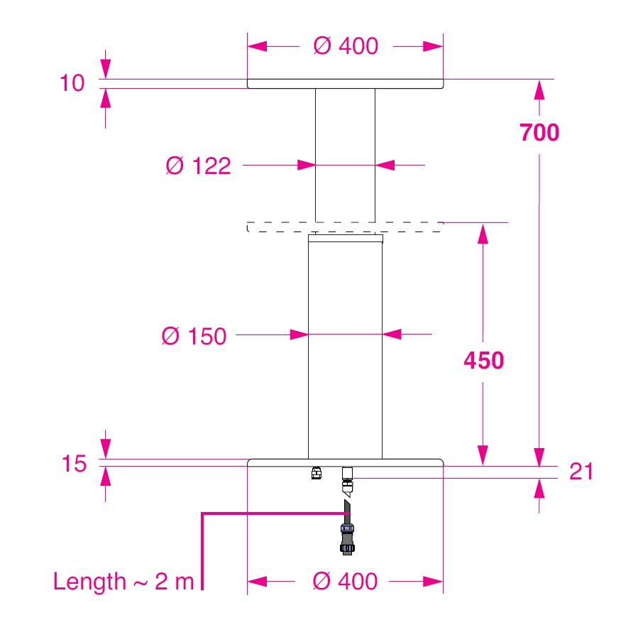 BARKA ELEK. MASA AYAĞI. 12V. TEK KADEME - 700MM