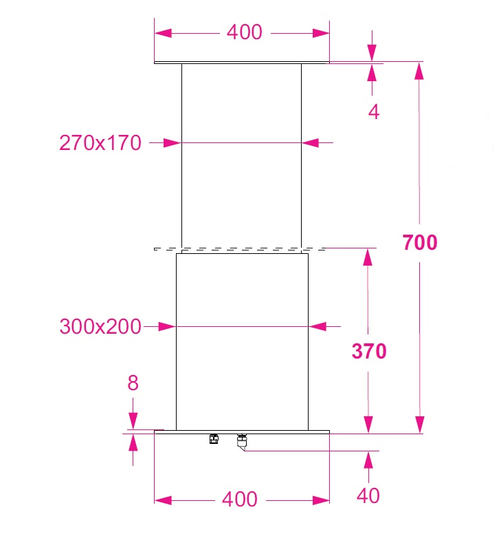 Barka Elektrikli Masa Ayağı Paslanmaz Çelik 24V.Tek Kademe 700mm