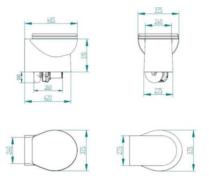 Smart 24V Beyaz Kısa Taş Taharet Kitli Tuvalet