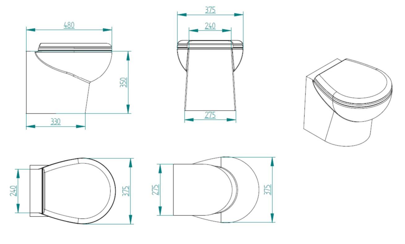 Match 24V Beyaz Kısa Taş Thr.Kitli Tuvalet
