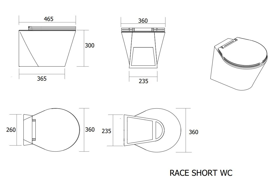 Race 12V Kısa Taş Karbon Tuvalet