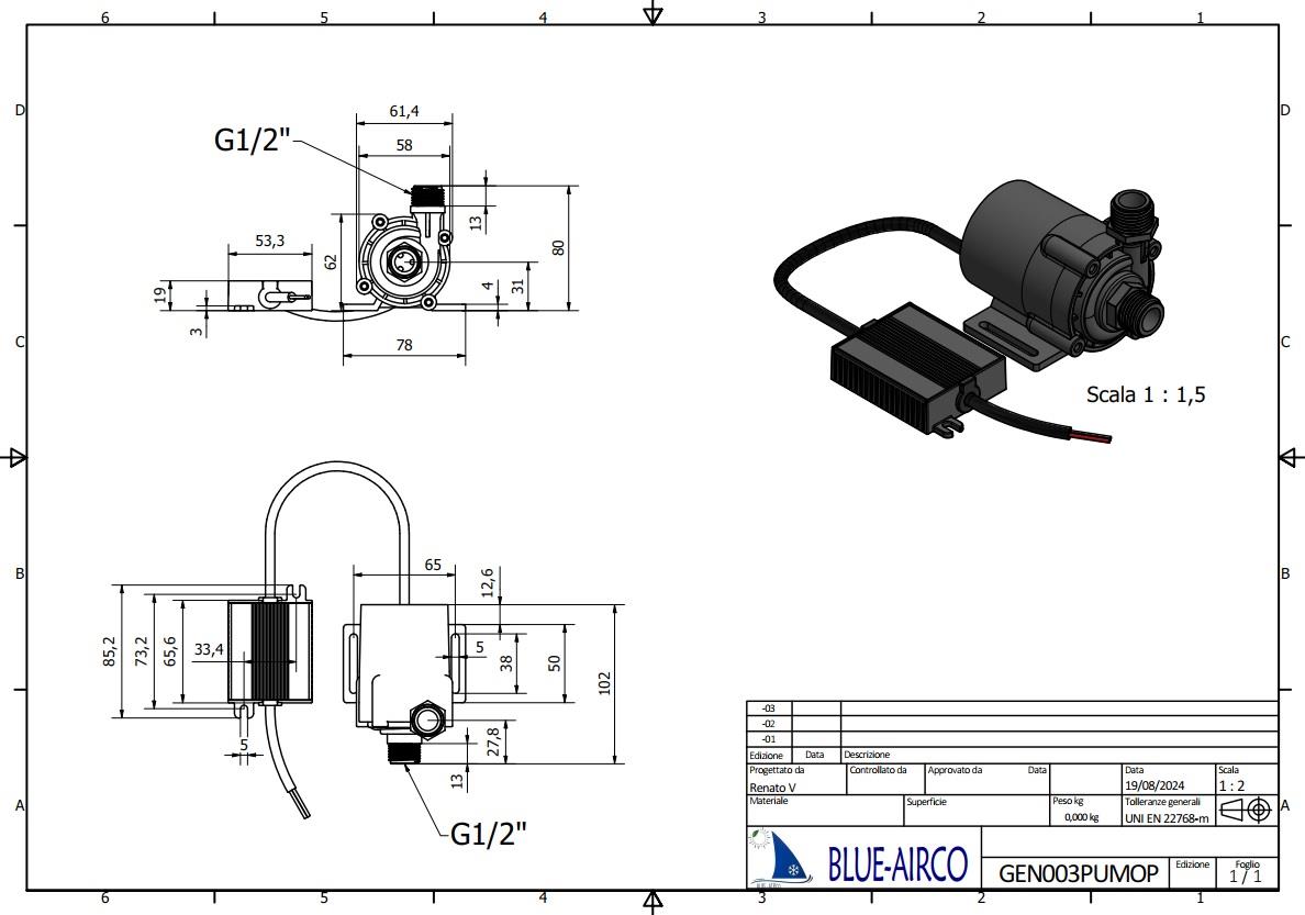 Manyetik Klima Pompası, 12V, IP68. Maks.12000Btu