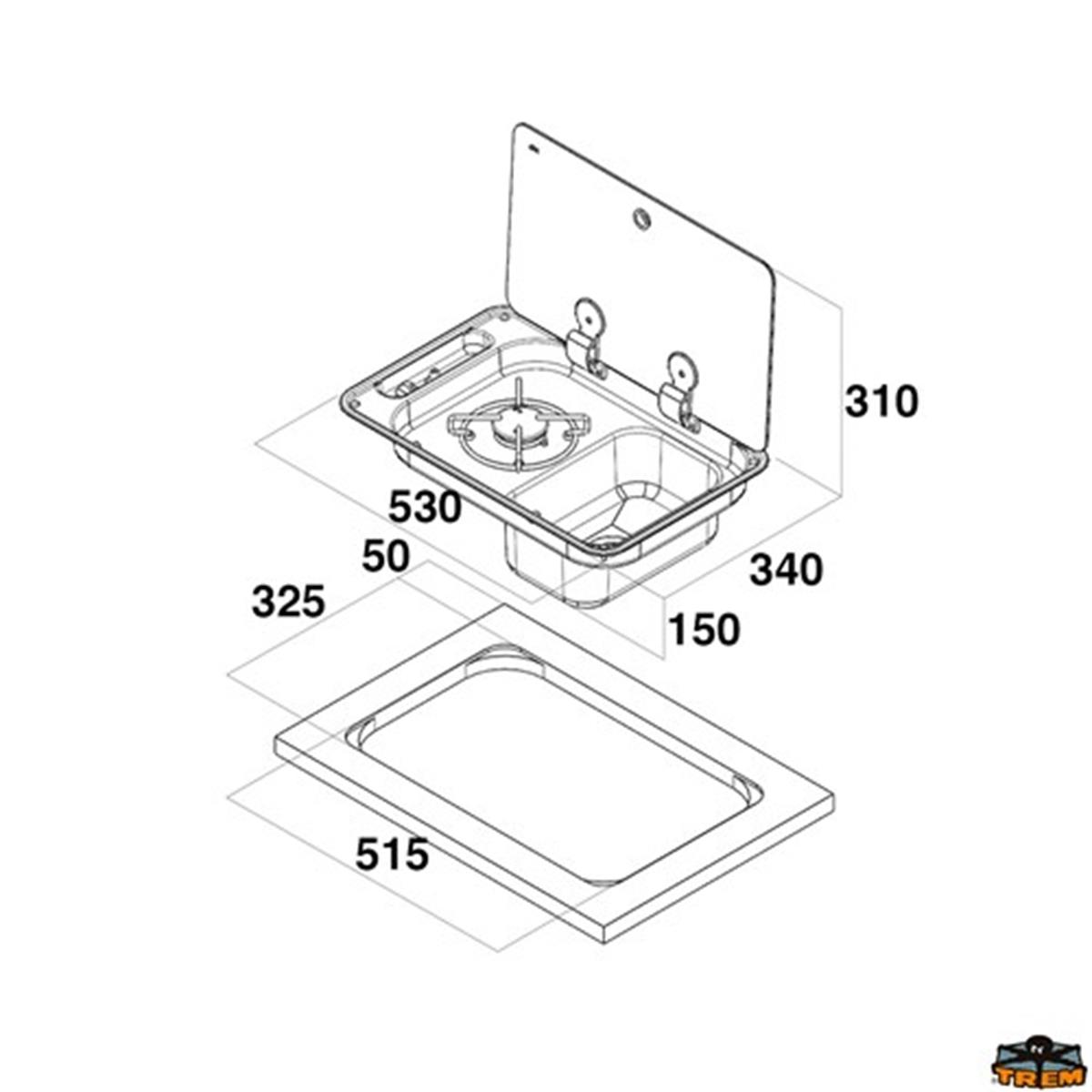 CAN FL1323 Kapaklı Evyeli Gömme Tekli Ocak