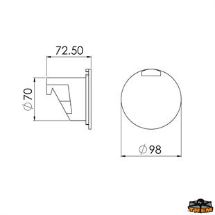 TREM DUŞ YUVASI, KAPAKLI, KROMAJ Ø70MM