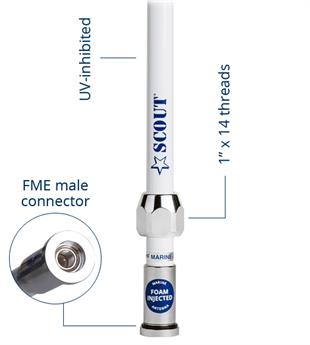 SCOUT -QUICK 2- VHF ANTENİ, FİBERGLASS 1.5 MT