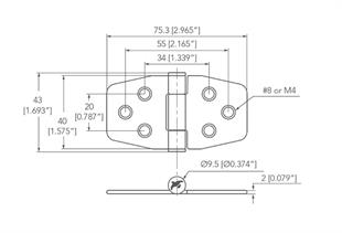 Menteşe Paslanmaz Çelik 76x40 mm