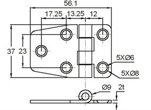 Menteşe Paslanmaz Çelik Kapaklı 37X56MM
