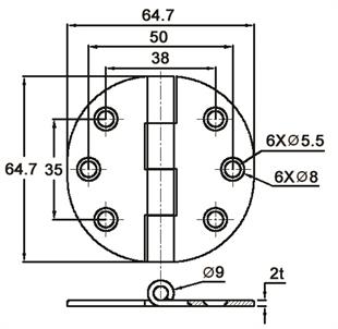 KAPAKLI MENTEŞE 66.5*66.8MM