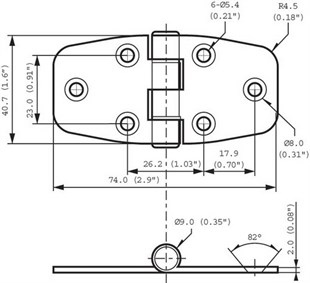 Kapaklı Menteşe 37X76 mm