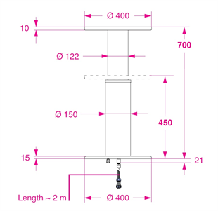 Barka Elektrikli Masa Ayağı. 24V. Tek Kademe - 700mm