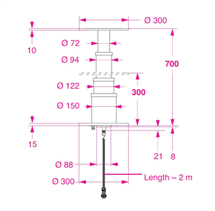 Barka Elektrikli Masa Ayağı. 12V. 3 Kademe - 700mm