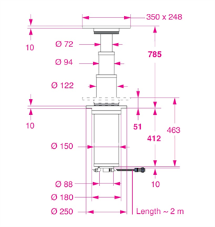 Barka Elektrikli Masa Ayağı. Gömme. 24V. 3 Kademe - 785mm