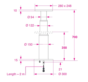 Barka Elektrikli Masa Ayağı 24V. 2 Kademe - 700mm