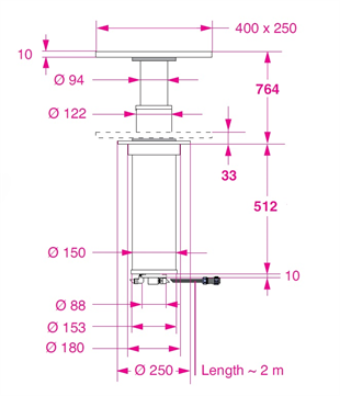 Barka Elektrikli Gömme Masa Ayağı. 12V. 2 Kademe - 764mm