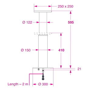 Barka Elektrikli Koltuk Ayağı. 12V.Tek Kademe - 595mm