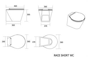Race 12V Kısa Taş Karbon Tuvalet
