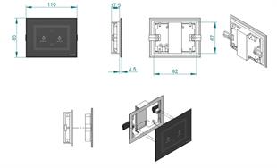 Planus Siyah Full Glass Touch Panel 2 Butonlu