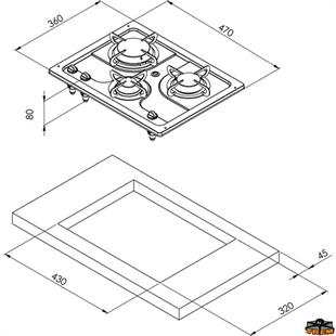 CAN PC1323 Üçlü Gömme Ocak