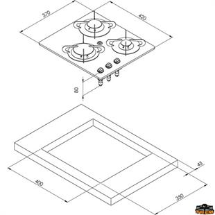 CAN PV1352 Üçlü Cam Yüzeyli Dikdörtgen Gömme Ocak