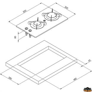 CAN PV1357 Çiftli Cam Yüzeyli Dikdörtgen Gömme Ocak
