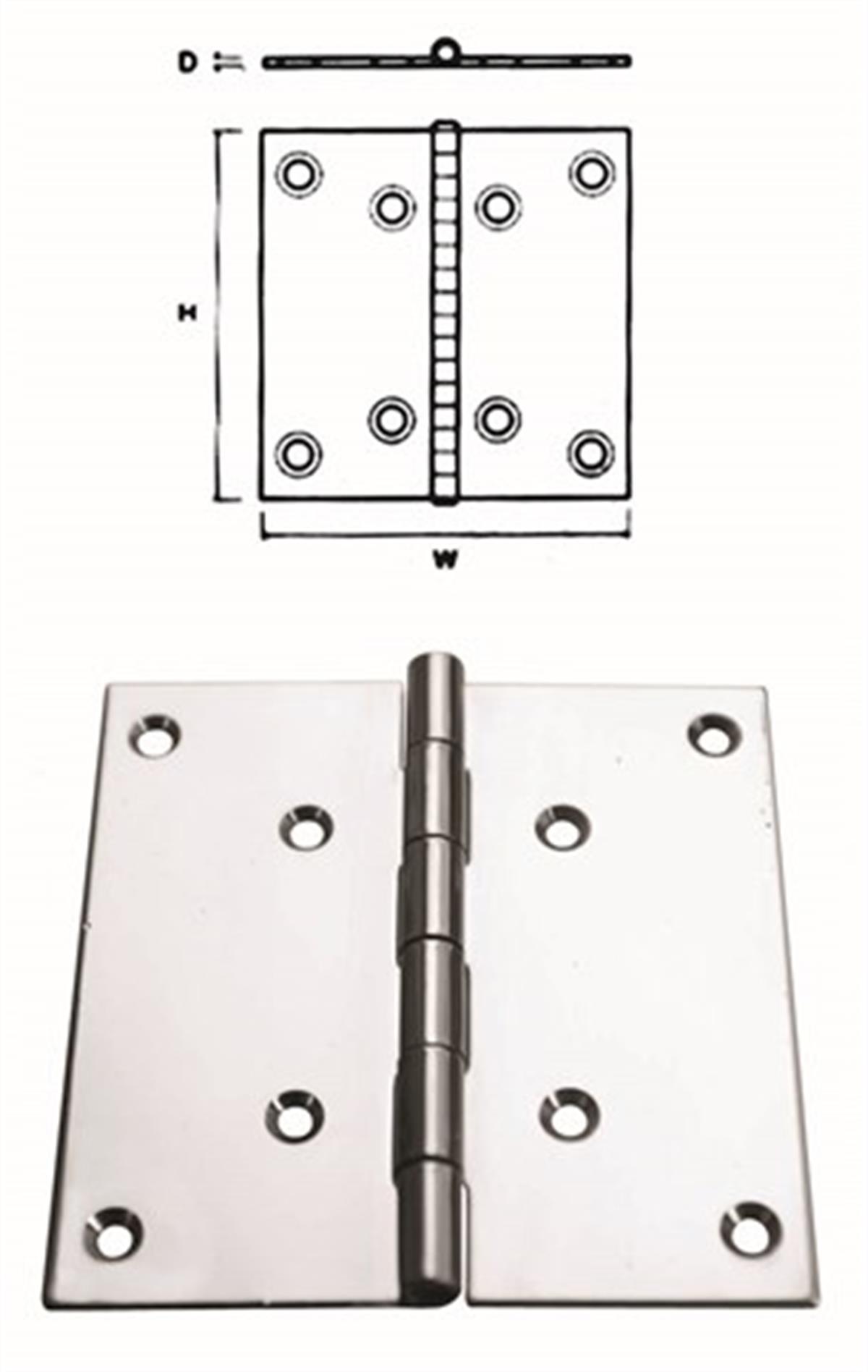 Menteşe Paslanmaz Çelik 100x100x2 mm