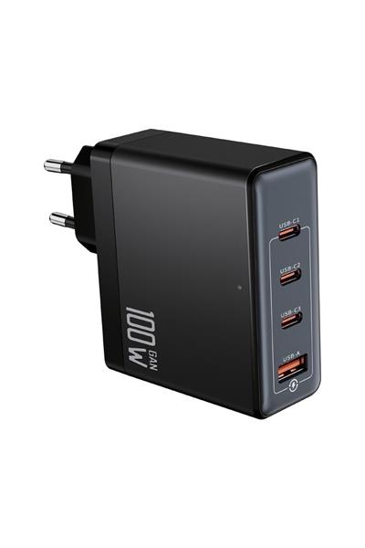 100WHızlı Şarj Adaptörü 3x Usb-C + 1x Usb-A Çoklu Port | Laptop & Telefon Uyumlu | Pd Power Delivery
