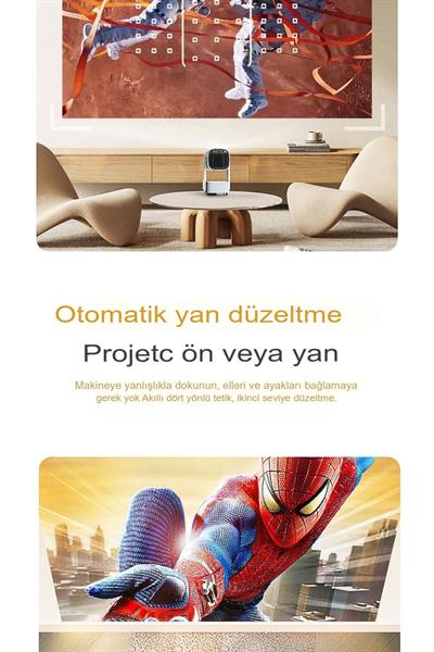 1080P Max 4K Projektör, 3D Destekli MEMC HDR10+ Dahili Pil Projektör 200 Ansi Lümen