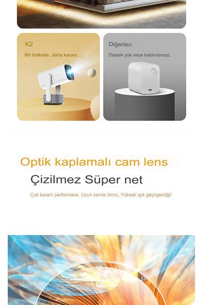 1080P Max 4K Projektör, 3D Destekli MEMC HDR10+ Dahili Pil Projektör 200 Ansi Lümen