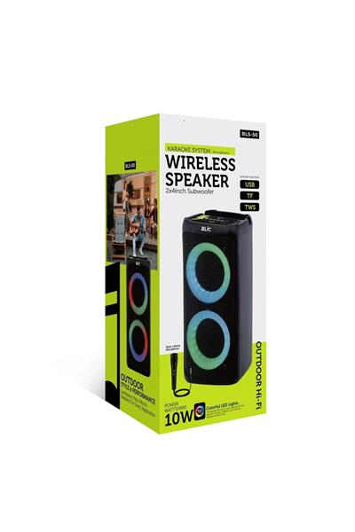 10W 2x4İnch Derin Bas Hoparlörü Rgb Karaoke Setli Bluetooth Hoparlör Wıreless Mikrofonlu
