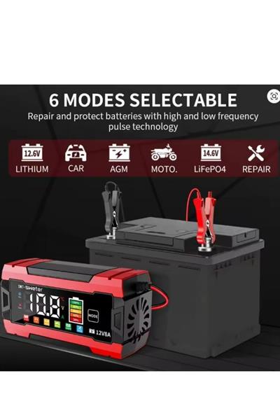 12V 8A Dijital Ekranlı Akü Şarj ve Onarım Cihazı